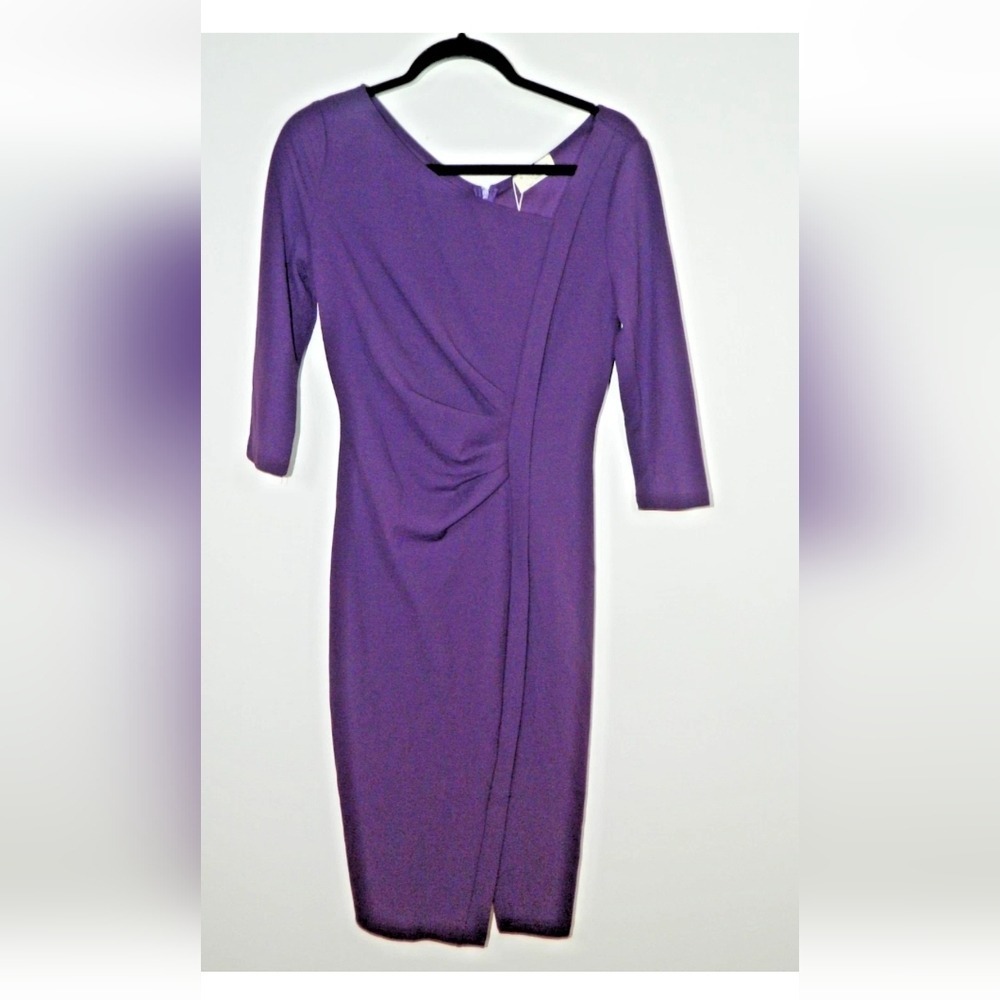 AISIZE Dress Size Medium‎ Purple Retro Ruched Classic Career Wedding Guest